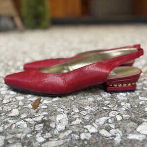 Vintage Proxy Red Slingback Pointed Toe Low Heel Pumps 7.5
